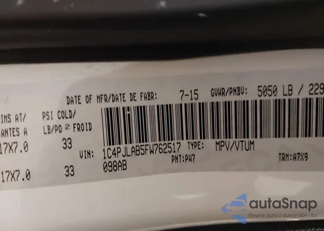 2015 Jeep Cherokee Sport from USA, damaged, VIN 1C4PJLAB5FW762517